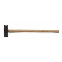 Standard Sledge Hammer: Steel, Wood Handle, 8 lb Head Wt, 2 3/8 in Dia, 35 in Overall Lg, Plain Grip
