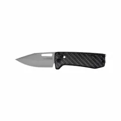 Assisted-opening folding knife with a carbon fiber handle. Closed length 3 1/2 in, overall length 6 1/2 in. Suitable for cutting tasks in maintenance, construction, and field service.