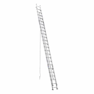 WERNER Extension Ladder: 48 ft Ladder Size, Aluminum, 300 lb Load Capacity, 143 lb Wt - Leg Leveling Lightweight Aluminum Extension Ladders
