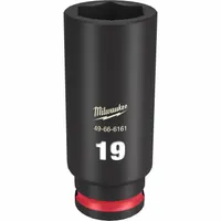 MILWAUKEE Deep Impact Socket: 3/8 in Drive Size, Metric, 19 mm Socket Size, 6-Point, Deep, Friction (MPN 49-66-6161)