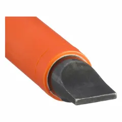 Insulated slotted screwdriver with a 3/8 in tip size and extra-long length. Features induction hardened steel blade. Suitable for electrical work requiring insulation protection, such as adjusting slotted screws in panels and junction boxes.