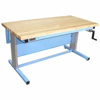 PRO-LINE Ergonomic Work Bench: Adj Ht, Maple, 72 in x 30 in, 500 lb Overall Load Capacity, Blue (MPN EL7230M-L14)