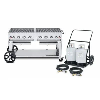 CROWN VERITY Gas Grill: Propane, 8 Burners, 129,000 BtuH Heating Capacity, 36 in Overall Ht - Wheeled Grills
