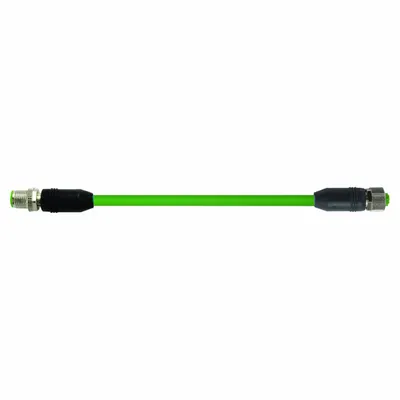 MURRELEKTRONIK Cordset: Cat5e, M12 Male Straight x M12 Male Straight, 7.5 m Lg, PUR, Green - M12 Connector to M12 Connector Cordsets