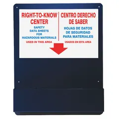 Wall-mount information center for displaying safety notices, posters, or instructions in industrial facilities. Overall dimensions 30 in height, 24 in width, 4 1/8 in depth. Mounting hardware not included.