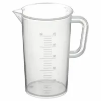 This 50 mL tall form beaker is molded from clear polypropylene and includes a handle for safe pouring. Printed graduations facilitate volume measurement. Suitable for general laboratory tasks such as measuring, mixing, and heating liquids