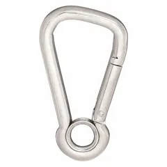This load-rated spring snap features a solid gate and stainless steel construction. With a working load limit of 1,320 lb, it is suitable for non-lifting applications such as securing loads or tethering equipment in industrial settings.