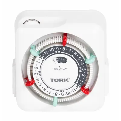 TORK Plug-In Timer: Mechanical, Outdoor, Not Astronomic, 24 hr Setting, 5-15R - Outdoor-Rated Electromechanical Plug-In Timer Switches