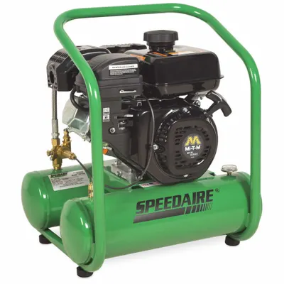 SPEEDAIRE Portable Gas Air Compressor: 1 Stage, 4 hp Engine, Mi-T-M, 4.8 cfm @ 90 psi - Hand Carry Portable Engine Driven Air Compressors