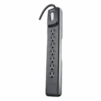 WOODS Surge Protector: 7 Outlets, 10 ft Cord Lg, 1,440 J Rated Energy, 15 A Current, Black, 5-15P (MPN 41496)