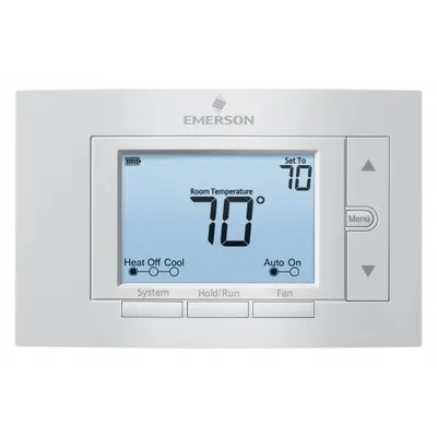 EMERSON Low Voltage Thermostat: Heat and Cool, Auto, Auto, Auto, Auto/Auto, Horizontal - Digital Thermostats