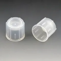 This snap-on bottle cap is made of clear, colorless LDPE and has a 17 mm diameter. It is unlined and non-vented, with no septa included. The dual-position design allows for temporary or permanent sealing of standard laboratory bottles and vials.