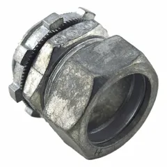 Zinc compression coupling for 3/4 in EMT conduit. Rain-tight, UL Listed, unfinished, non-insulated. Provides a secure connection in electrical conduit systems where moisture resistance is required.