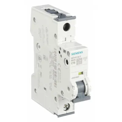 Siemens 5SY4 Series C-Curve 1-Pole UL1077 Supplementary Protector - C-Curve, 1-Pole UL1077 DIN Rail-Mount Supplementary Protectors
