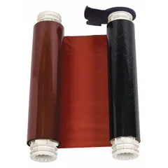 Resin-formulated two-color printer ribbon in black and red, designed for 100 panel sets. Compatible with BBP85 printers, it provides solvent-resistant prints for industrial labeling and safety signage. RoHS compliant to 2005/618/EC.