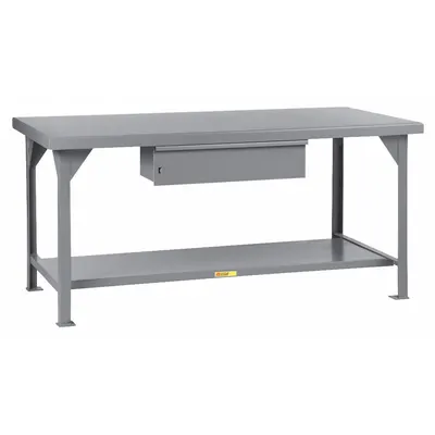 LITTLE GIANT Workbench: Fixed Ht, Steel, 60 in x 30 in, 10,000 lb Overall Load Capacity - Workbenches with Drawers & Lower Shelves