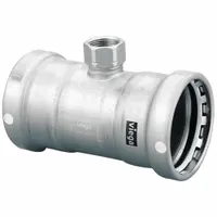 VIEGA MEGAPRESS Crimp Tee Fitting: 3 in Pipe x 3 in Pipe x 3/4 in Pipe Size, FKM (MPN 95625)