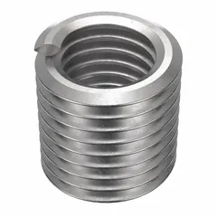 Free-running tangless helical insert for repairing or reinforcing internal threads in metal components. Features 1/4"-28 fine thread, right-hand direction, plain finish, and 18-8 stainless steel with tensile strength of 200,000 to 250,000 psi. Supplied in a pack of 1,000.