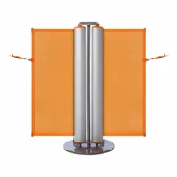 Dual Mobile Stand: 40 in Post Ht, 13 1/2 ft Belt Lg, Orange, 1 No. of Posts, No Pattern, No Message (MPN ZPD-SB-O)