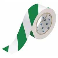 Floor Marking Tape: Gen Purpose, Striped, Green/White, 2 in x 100 ft, 8 mil Tape Thick (MPN 132436)