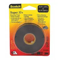 Vinyl rubber electrical tape rated for 600 V. Each roll is 3/4 in wide, 17 3/8 yd long, and 7 mil thick. Supplied in a 100-pack. Used for insulating and splicing wires and cables in electrical applications