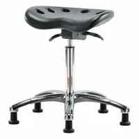 Tractor Stool: Polyurethane, Ht Range 20 in to 28 in, 17 in Seat Wd, 14 in Seat Dp, 5 Glides, Black (MPN PTMBSO-CR-NF-RG-BLK)