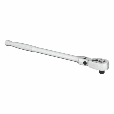 WESTWARD Hand Ratchet: Pear, Reversible, 9 1/2 in Overall Lg, Chrome - Flex-Head Ratchets