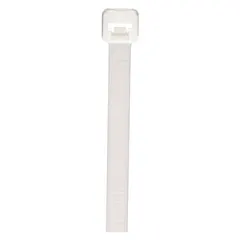 Standard all-purpose nylon cable tie for bundling and securing wires and cables in indoor applications. Natural color, 0.19 in width, 7 1/2 in nominal length, and 1 3/4 in maximum bundle diameter. Not rated for outdoor use. Pack of 100.