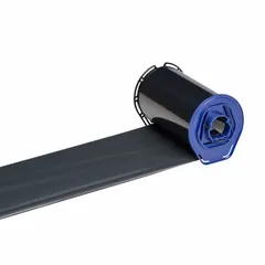 Black resin ribbon for the i7500 printer series, measuring 4 21/64 in x 984 ft. Smear-resistant and RoHS Compliant to 2011/65/EU. Used for printing durable identification labels in industrial and facility management settings.