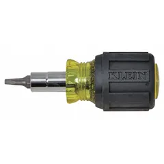 This combination multi-bit screw and nut driver includes six tips in Phillips, Slotted, and Square configurations, with sizes #1, #2, and 3/16 in. It is suited for general fastening tasks in industrial and maintenance settings, driving a variety of screw and nut types.