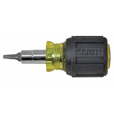 KLEIN TOOLS Multi-Bit Screwdriver: Phillips/Slotted/Square Tip, #1/#2/3/16 in Tip Size - Combination Multi-Bit Screw & Nut Drivers