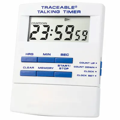 TRACEABLE Talking Digital Timer: 1/2 in x 3 1/4 in x 2 1/2 in, 1/2 in Overall Dp - Digital Timers