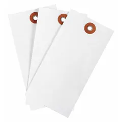 White Tyvek plain shipping tag measuring 4 3/4 inches high by 2 3/8 inches wide. Made from 30-point card stock, supplied in packs of 1,000. Suitable for general identification and tagging in shipping, warehousing, and inventory management.