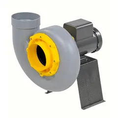 Direct-drive blower with 7 7/8 in wheel diameter, 1 hp, 230/460V AC, 3-phase, CCW rotation, and totally enclosed motor. Includes drive pack. Suitable for moving air or fumes in corrosive environments such as industrial ventilation and fume extraction.