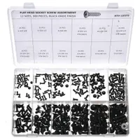 Cap Screw Assortment: Flat, External Hex, Alloy Steel, Black Oxide, 300 Pieces, 12 Unique Sizes (MPN FHCS631)