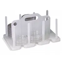 Tube Rack: 2 1/2 in Overall Ht, Polypropylene, White, (42) Petri Dishes, 6 Compartments, Benchtop (MPN F18991-0000)