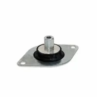 This flange-mount damping element is designed for compressive loads, featuring a natural rubber bumper with a 70A durometer and a steel M8 thread. It provides vibration isolation and noise reduction in industrial equipment such as pumps, compressors, and conveyors