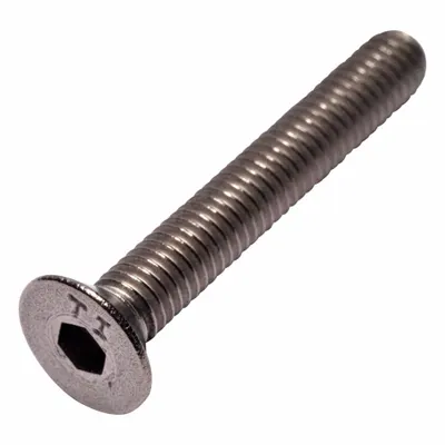 ALLIED TITANIUM Flat Head Cap Screw: M6x1.00 Thread Size, 40 mm Lg, Flat, Plain, Titanium - Metric System Standard Socket Head Cap Screws