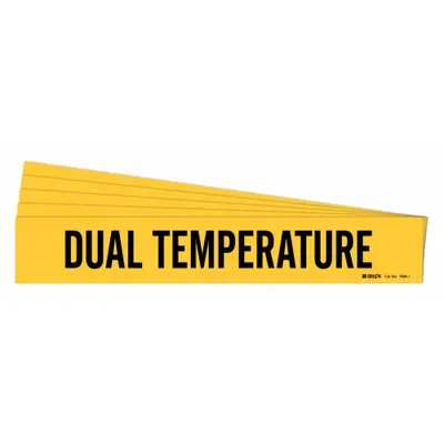 BRADY Pipe Marker: Dual Temp, Yellow, Black, Fits 2 1/2 to 7 7/8 in Pipe O.D. - Dual Temperature Adhesive Pipe Markers