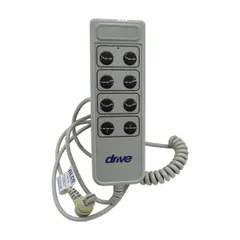 This gray plastic pendant is designed for use with Drive Medical healthcare beds, replacing part number P703. It enables patients or caregivers to adjust bed functions such as head and foot positioning.