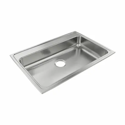 JUST MANUFACTURING Bowl Drop-In Sink: 31 in Overall Lg, 21 1/4 in Overall Wd, 6 in Bowl Dp - One-Bowl Counter-Mounted Kitchen & Bar Sinks without Faucets