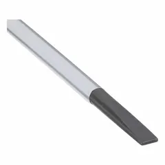 Standard-length slotted screwdriver with a 1/8 in tip and 7 3/4 in overall length. Steel blade with cushion grip handle. Used for turning slotted screws in general fastening tasks.