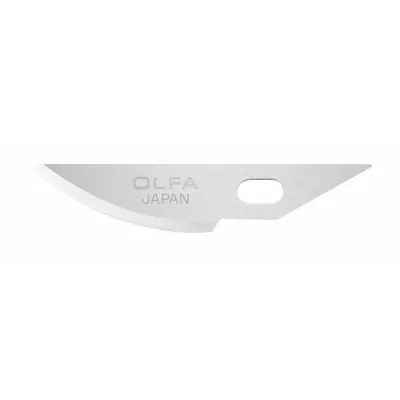 OLFA Curved Art Blade: 3/4 in Blade Lg, 0.45 mm Blade Thick, Steel, 5/16 in Blade Wd - Replacement Precision Knife Blades