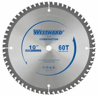 WESTWARD Circular Saw Blade: 10 in Blade Dia., 60 Teeth, 0.07 in Cut Wd, 5/8 in Arbor Size, Combo