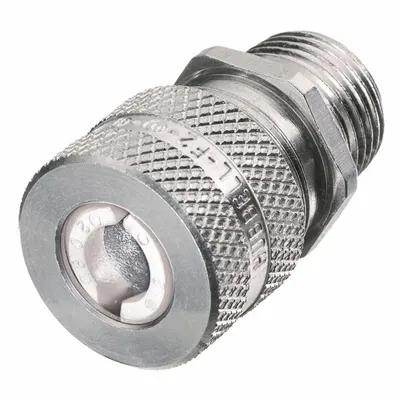 HUBBELL WIRING DEVICE-KELLEMS Liquid Tight Cord Connector: Aluminum, 3/8 in MNPT, 0.25 in to 0.38 in - Straight Metallic Cable Grips