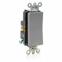 LEVITON Wall Switch: Rocker Switch, Single Pole, Maintained, Gray, 120/277V AC, 20 A (MPN A5621-2GY)