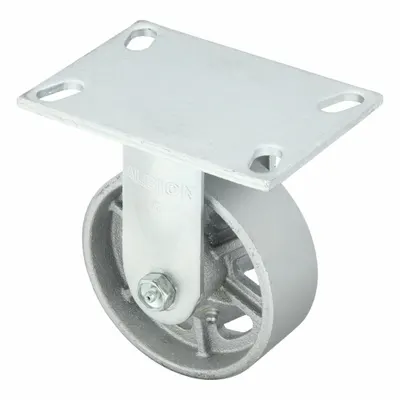 ALBION Plate Caster: Rigid, No Brake, Iron, 5 in Wheel Dia, 2 in Wheel Wd - Medium-Duty Plate Casters