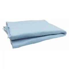 This MEDSOURCE disposable blanket is made of blue polyester and measures 72 inches wide by 90 inches long. It is designed for single-use applications such as patient warming, emergency transport, or temporary covering in healthcare and institutional settings.