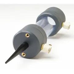Flow cell mounting spike for securing flow cells in water quality monitoring systems. Overall dimensions: 1 in height, 4 in width, 6 in depth. Used in environmental monitoring, wastewater treatment, and industrial process control applications.