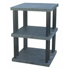 This fixed press-fit stationary shelving unit features a plastic frame and three shelves made of corrosion-resistant High Density Polyethylene. With dimensions of 36 in x 36 in and an overall height of 51 in, it is suitable for storing industrial parts, tools, and supplies in corrosive environments such as chemical plants, wastewater facilities, and marine settings.